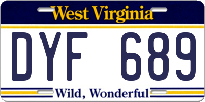 WV license plate DYF689