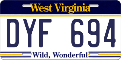 WV license plate DYF694