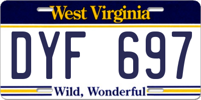 WV license plate DYF697