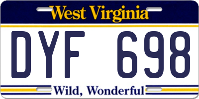 WV license plate DYF698