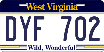 WV license plate DYF702