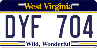 WV license plate DYF704