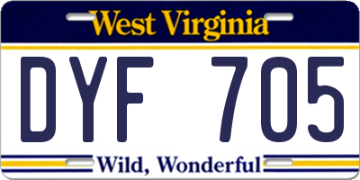 WV license plate DYF705