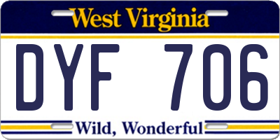 WV license plate DYF706