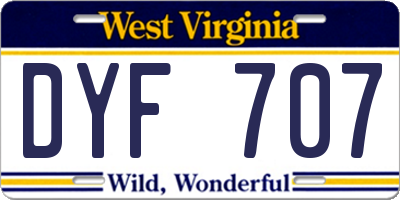WV license plate DYF707