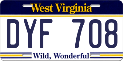 WV license plate DYF708