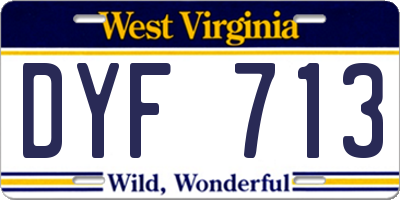 WV license plate DYF713