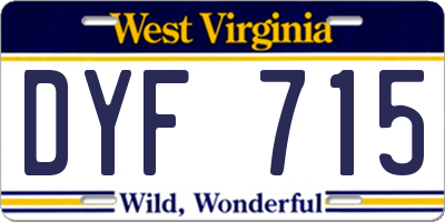 WV license plate DYF715