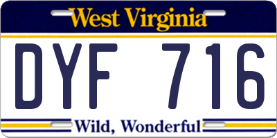WV license plate DYF716