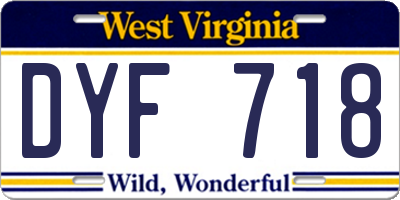 WV license plate DYF718
