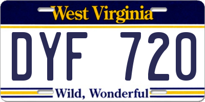 WV license plate DYF720