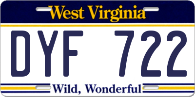 WV license plate DYF722