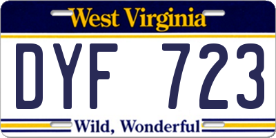 WV license plate DYF723
