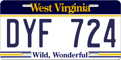 WV license plate DYF724