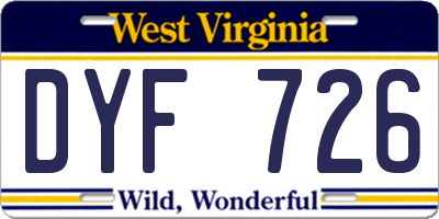 WV license plate DYF726