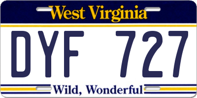 WV license plate DYF727