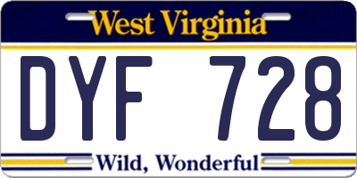 WV license plate DYF728