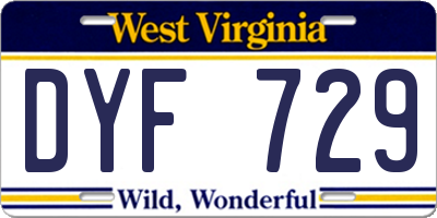 WV license plate DYF729
