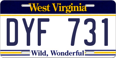 WV license plate DYF731