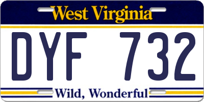 WV license plate DYF732