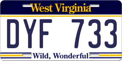 WV license plate DYF733