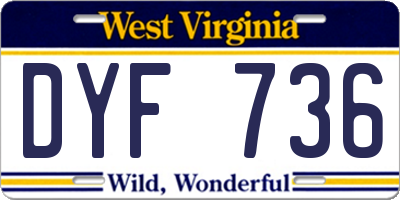 WV license plate DYF736