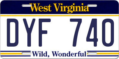 WV license plate DYF740
