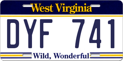 WV license plate DYF741