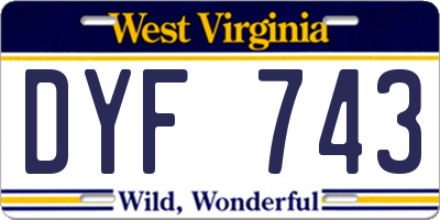 WV license plate DYF743