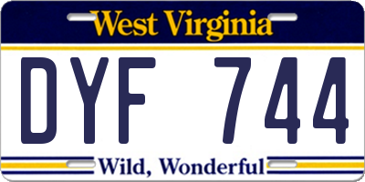WV license plate DYF744