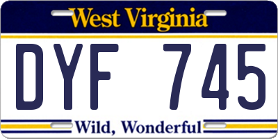 WV license plate DYF745