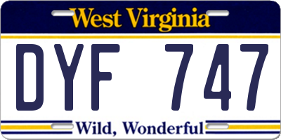 WV license plate DYF747