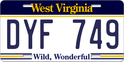 WV license plate DYF749