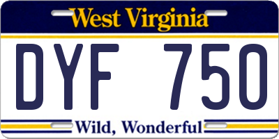 WV license plate DYF750