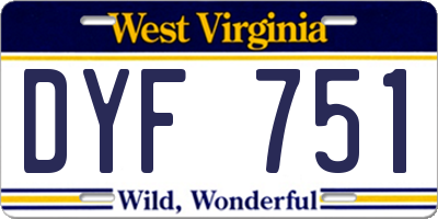 WV license plate DYF751