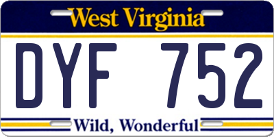 WV license plate DYF752