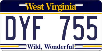 WV license plate DYF755