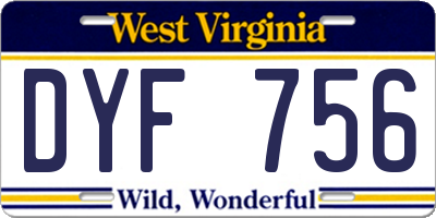 WV license plate DYF756