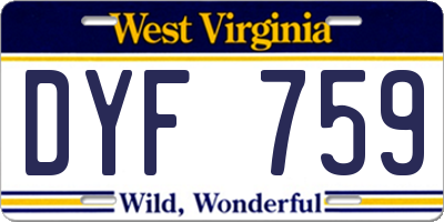 WV license plate DYF759