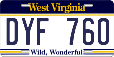 WV license plate DYF760