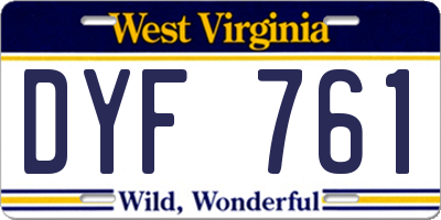 WV license plate DYF761