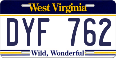WV license plate DYF762