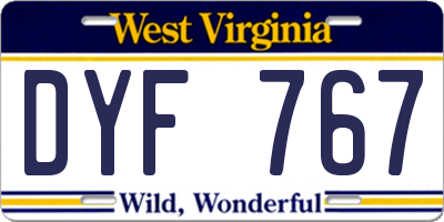 WV license plate DYF767