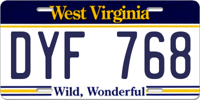 WV license plate DYF768