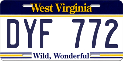 WV license plate DYF772