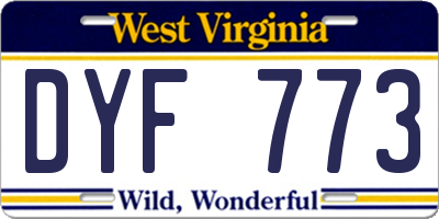 WV license plate DYF773