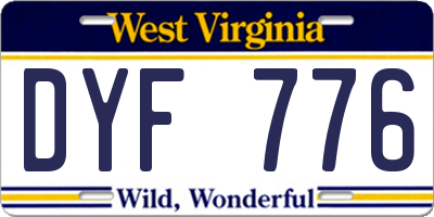 WV license plate DYF776