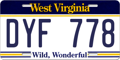 WV license plate DYF778