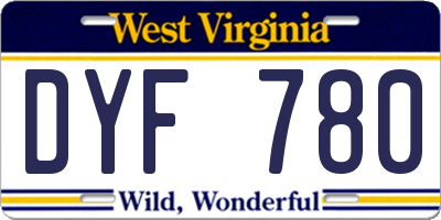 WV license plate DYF780