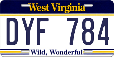 WV license plate DYF784
